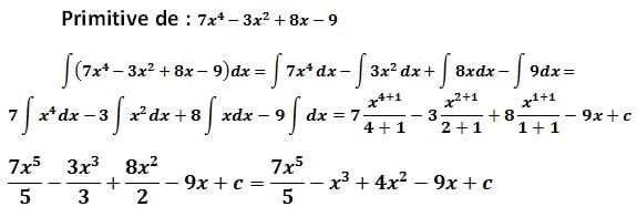 exercices corrigés primitive d'une fonction