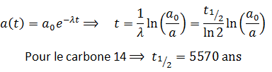demi temps pour le carbone 14