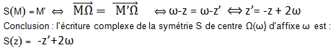 Expression complexe d'une symétrie centrale